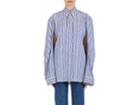 Balenciaga Women's Convertible-sleeve Striped Cotton Shirt