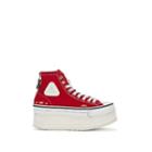 R13 Women's Distressed Canvas Platform Sneakers - Red