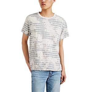 Amiri Men's Distressed Striped Cotton T-shirt - Gray