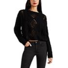 Amiri Women's Cable-knit Cashmere-wool Oversized Crop Sweater - Black
