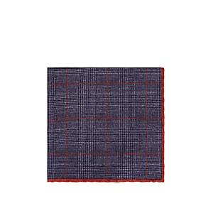 Eleventy Men's Reversible Wool-cotton Pocket Square - Blue