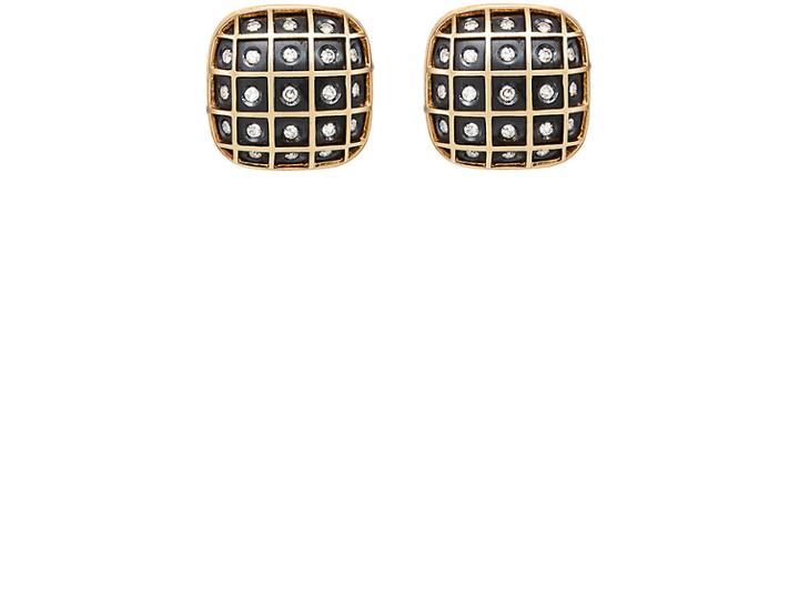 Mahnaz Collection Vintage Women's Checkerboard Clip-on Earrings