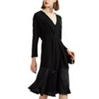 Derek Lam Women's Silk-trimmed Cady Midi-dress - Black