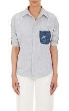 Nsf Women's Distressed-pocket Button-front Shirt