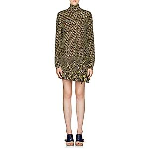 Prada Women's Geometric-print Jersey Wrap Dress - Green