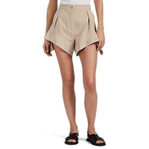 J.w.anderson Women's Curved-hem Cotton Pleated Shorts - Beige