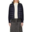 Moncler Women's Wool-accented Down-quilted Zip-front Sweater - Navy
