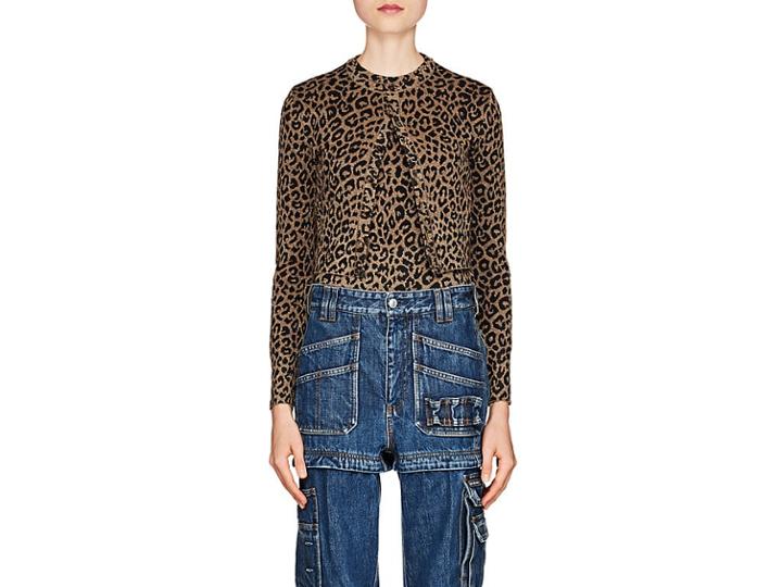 Balenciaga Women's Leopard Jacquard Crop Cardigan