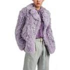 Sies Marjan Men's Tigrado Lamb Shearling Peacoat - Purple