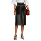 Cedric Charlier Women's Striped Pencil Skirt - Black Pat.