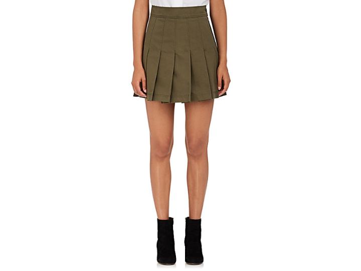 Valentino Women's Pleated Cotton Twill Miniskirt
