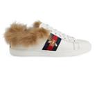 Gucci Women's New Ace Fur-lined Sneakers - White