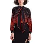 Givenchy Women's Ombr-floral Silk Scarf Blouse - Red