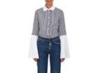 Monographie Women's Pleated-sleeve Gingham Cotton Blouse