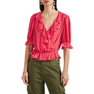 Icons Women's Cha Cha Ruffle Swiss Dot Chiffon Blouse - Pink