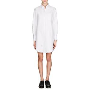 Thom Browne Women's Frayed Cotton Oxford Cloth Shirtdress-white