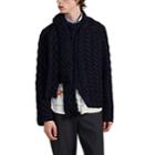 Lanvin Men's Chunky Cable-knit Wool Asymmetric Sweater - Navy