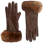 Barneys New York Women's Fur-cuff Gloves-brown