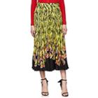 Prada Women's Pleated Banana- & Flame-print Satin Skirt-yellow