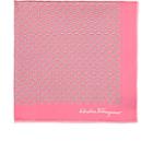 Salvatore Ferragamo Men's Gancio-print Silk Twill Pocket Square-pink