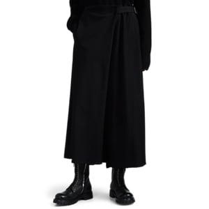 Yohji Yamamoto Women's Wool Wrap-side Crop Pants - Black