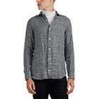 Eleventy Men's Glen Plaid Linen Flannel Shirt - Gray Pat.