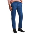 Eidos Men's Solid Linen-cotton Trousers - Blue