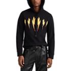 Neil Barrett Men's Flaming-bolt-print Cotton Hooded Sweatshirt - Black