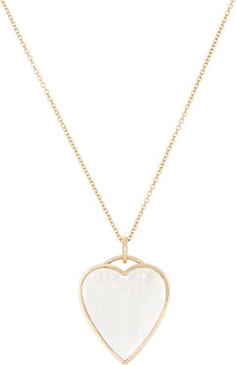 Jennifer Meyer Heart Inlay Pendant Necklace-colorless