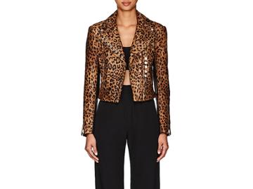 Alexander Wang Women's Leopard-print Calf Hair & Leather Moto Jacket