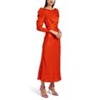 Saloni Women's Alena Silk-jacquard Midi-dress - Orange