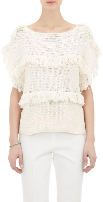Ulla Johnson Crochet Fringe Sweater-nude