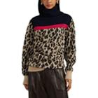 Sacai Women's Leopard-print Wool-blend Turtleneck Sweater - Tan Pat.