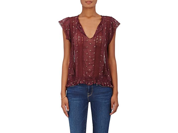 Ulla Johnson Women's Magdalena Embroidered Georgette Top