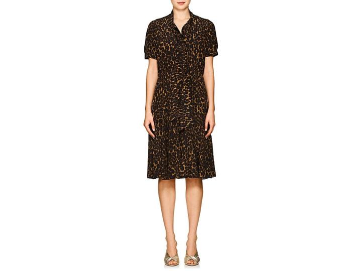 Masscob Women's Leopard-print Silk Tieneck Dress