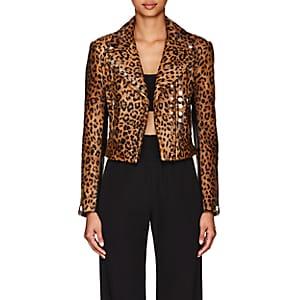 Alexander Wang Women's Leopard-print Calf Hair & Leather Moto Jacket-neut. Pat.