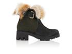 Mr & Mrs Italy Women's Fur-collar Suede & Felt Ankle Boots