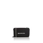 Balenciaga Women's Everyday Large Leather Chain Wallet - Black