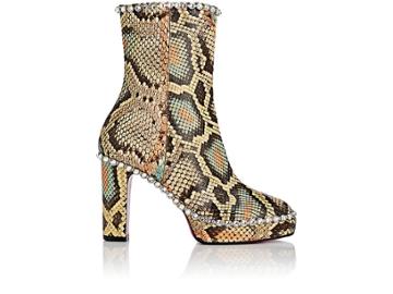 Gucci Women's Crystal-embellished Python Platform Ankle Boots