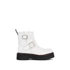 R13 Women's Single Stacked Engineer Leather Ankle Boots - White