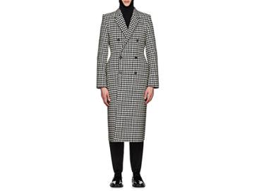 Balenciaga Men's Hourglass Houndstooth Wool-blend Double-breasted Coat