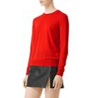 Burberry Women's Heritage-checked Crewneck Sweater - Red