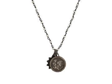 Miracle Icons Men's Spiritual Icon Charms On Beaded Chain Necklace