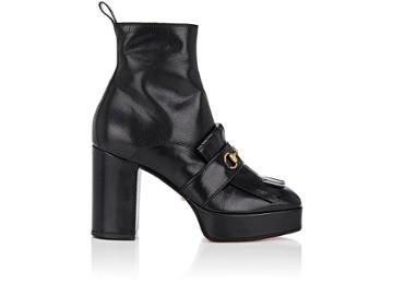 Gucci Women's Kiltie Leather Platform Ankle Boots