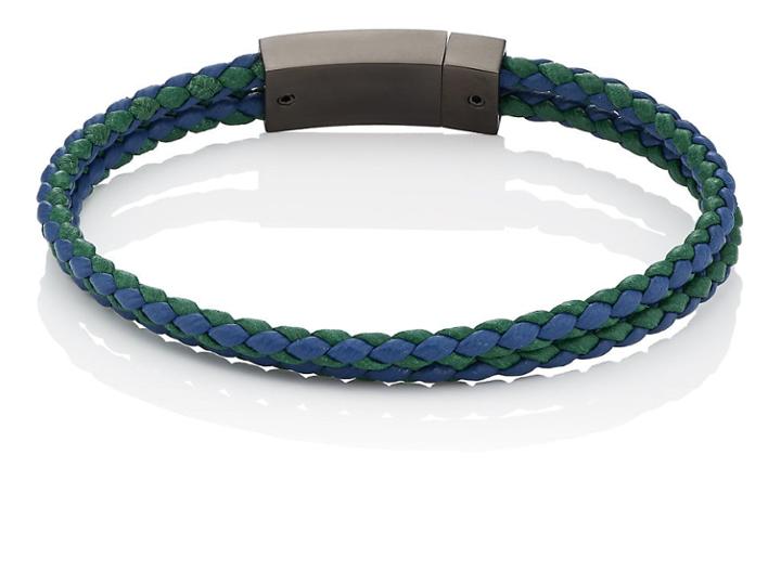 Prada Men's Braided Leather Double-band Bracelet
