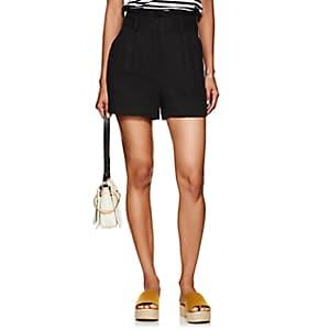 Frame Women's Linen High-rise Paperbag-waist Shorts-black