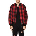 Nsf Men's Checked Cotton Flannel Bomber Jacket-red