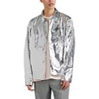 Oamc Men's Grid-graphic Coach's Jacket - Silver