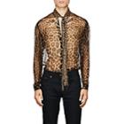 Saint Laurent Men's Leopard-print Silk Chiffon Shirt - Black