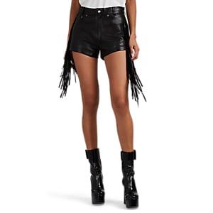 R13 Women's Fringed Leather Shorts - Black
